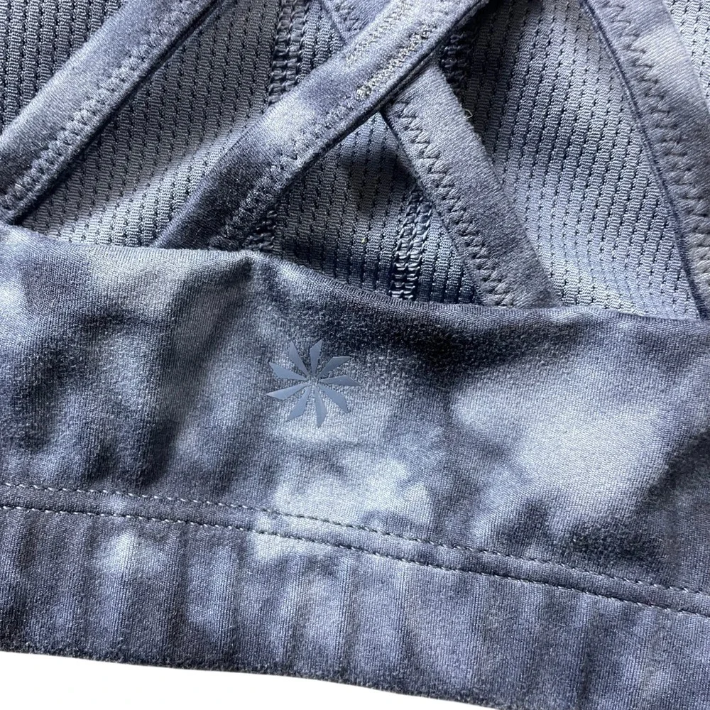 Athleta Girl Large 12 Sports Bra Racerback Blue Black Tie Dye Design